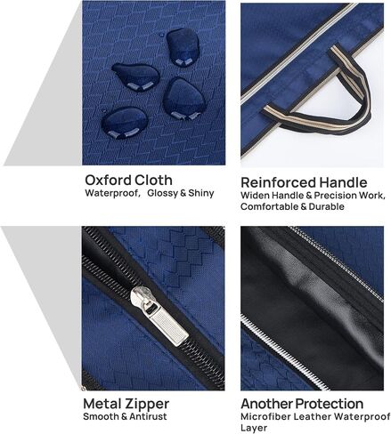 3pcs Document Bag, Oxford Briefcase with Zipper, Portable File Bag with Handle, Waterproof Laptop Bag for School Office Travel Meeting, Carrying Storage Bag for Document File Laptop (Blue) in Saudi Arabia