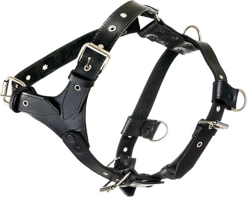 Genuine Leather Dog Harness X-Large 33"-40" Chest, 1.3" Wide Adjustable Straps (Black) in Saudi Arabia