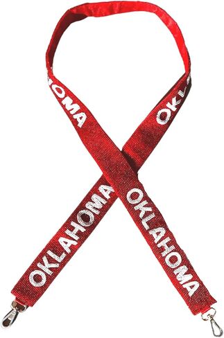 Beaded Purse Strap Oklahoma Red and White State Hats College Game Day Clear Handbag Replacement Strap Stadium Football University 49" Gold Hardware Clips in Saudi Arabia