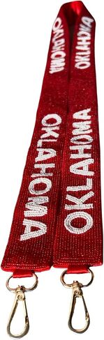 Beaded Purse Strap Oklahoma Red and White State Hats College Game Day Clear Handbag Replacement Strap Stadium Football University 49" Gold Hardware Clips in Saudi Arabia