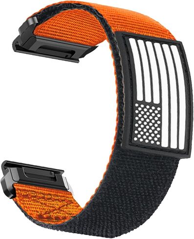 Abanen Rugged Tactical Nylon Watch Band for Garmin Fenix 7X / Instinct 2X / Fenix 6X / epix Pro 51mm, Quick Fit 26mm Wide Sport Loop Strap with Silicone Stars-Stripes Flag for Enduro/Fenix 5X in Kuwait