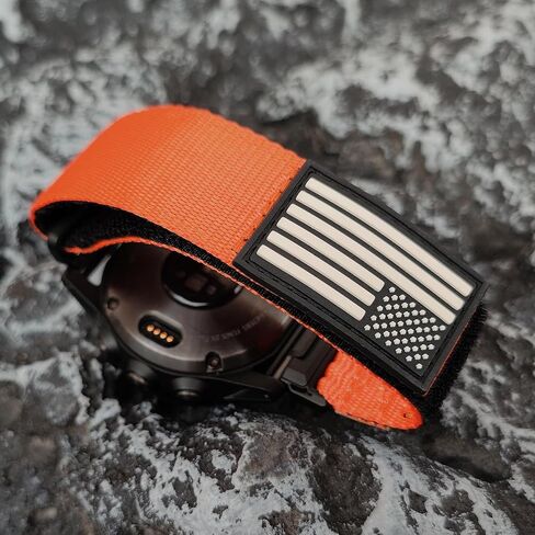 Abanen Rugged Tactical Nylon Watch Band for Garmin Fenix 7X / Instinct 2X / Fenix 6X / epix Pro 51mm, Quick Fit 26mm Wide Sport Loop Strap with Silicone Stars-Stripes Flag for Enduro/Fenix 5X in Kuwait