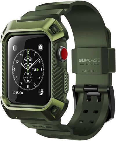 حافظة SUPCASE لساعة Apple Watch 3 مقاس 38 مم مع حزام (Unicorn Beetle Pro)، [مضادة للخدش] [واقي ممتص للصدمات] حافظة واقية رياضية متينة للرجال مع أشرطة حزام لـ iWatch 3 38 مم 2017/2016/2015، أخضر داكن in Saudi Arabia