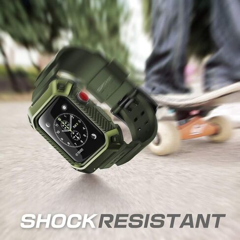 حافظة SUPCASE لساعة Apple Watch 3 مقاس 38 مم مع حزام (Unicorn Beetle Pro)، [مضادة للخدش] [واقي ممتص للصدمات] حافظة واقية رياضية متينة للرجال مع أشرطة حزام لـ iWatch 3 38 مم 2017/2016/2015، أخضر داكن in Saudi Arabia