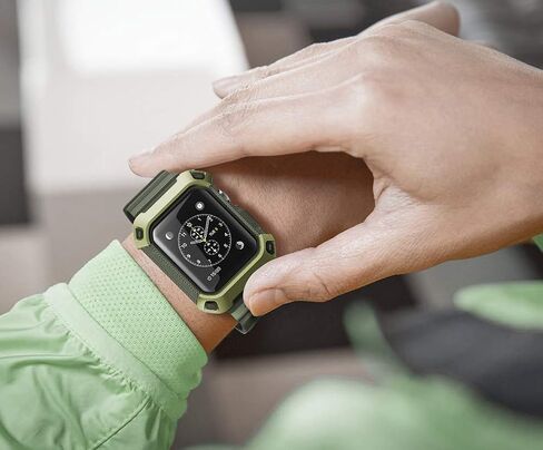 حافظة SUPCASE لساعة Apple Watch 3 مقاس 38 مم مع حزام (Unicorn Beetle Pro)، [مضادة للخدش] [واقي ممتص للصدمات] حافظة واقية رياضية متينة للرجال مع أشرطة حزام لـ iWatch 3 38 مم 2017/2016/2015، أخضر داكن in Saudi Arabia