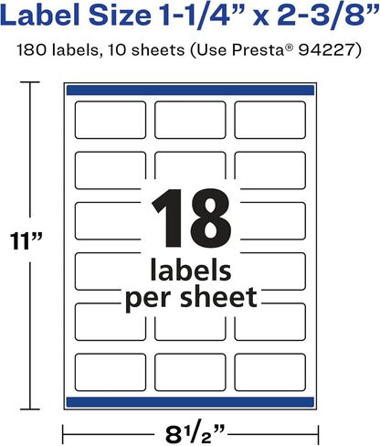 Avery Glossy White Rectangle Labels with Sure Feed, 1-1/4" x 2-3/8", 180 Glossy White Labels, Print-to-The-Edge, Permanent Label Adhesive, Laser/Inkjet Printable Labels in Saudi Arabia
