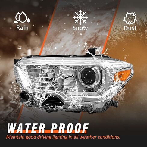 for 2016 2017 2018 2019 2020 2021 2022 Tacoma Headlights Assembly for 2016-2022 Toyota Tacoma Models Only Black Housing Amber Reflector Replacement Driver and Passenger Side in Kuwait