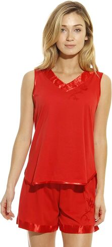 Dreamcrest Pajama Double V Short Sets with Satin Trim and Floral Embroidery in Saudi Arabia