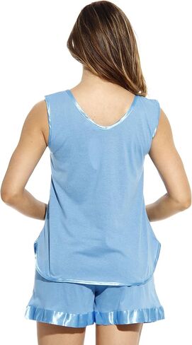 Dreamcrest Pajama Double V Short Sets with Satin Trim and Floral Embroidery in Saudi Arabia