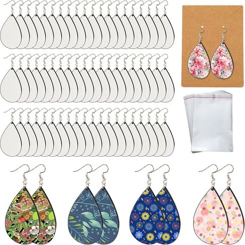 126 pcs Sublimation Earring Blanks Bulk Double-Sided MDF 42 pcs Wood Blank Sublimation Earring with 42 Earring Hooks and 42 Jump Rings for Sublimation Earrings Printing in Saudi Arabia