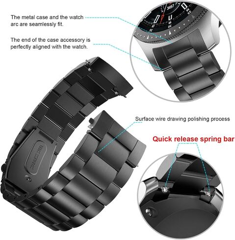 حزام معدني BaiHui متوافق مع ساعات Galaxy Watch 46 مم/Gear S3 Classic/Frontier Bands بدون فجوات سريعة الإصدار من الفولاذ المقاوم للصدأ لساعة Samsung Galaxy Watch 46 مم in Kuwait