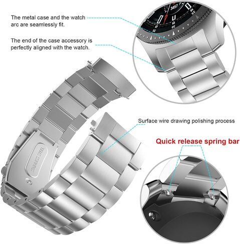 حزام معدني BaiHui متوافق مع ساعات Galaxy Watch 46 مم/Gear S3 Classic/Frontier Bands بدون فجوات سريعة الإصدار من الفولاذ المقاوم للصدأ لساعة Samsung Galaxy Watch 46 مم in Kuwait