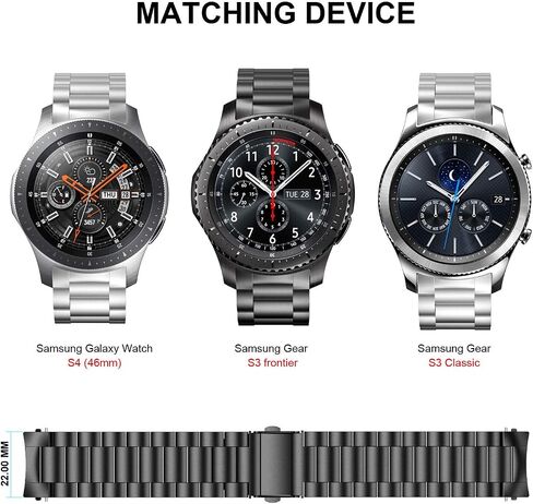 حزام معدني BaiHui متوافق مع ساعات Galaxy Watch 46 مم/Gear S3 Classic/Frontier Bands بدون فجوات سريعة الإصدار من الفولاذ المقاوم للصدأ لساعة Samsung Galaxy Watch 46 مم in Kuwait