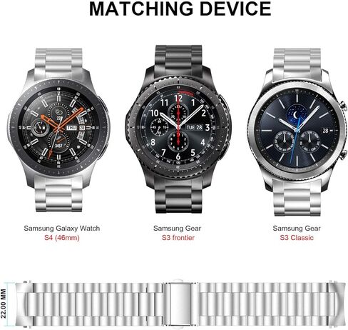 حزام معدني BaiHui متوافق مع ساعات Galaxy Watch 46 مم/Gear S3 Classic/Frontier Bands بدون فجوات سريعة الإصدار من الفولاذ المقاوم للصدأ لساعة Samsung Galaxy Watch 46 مم in Kuwait