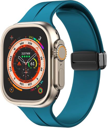 Magnetic Band Compatible with Apple Watch Band 38mm 40mm 41mm 42mm 44mm 45mm 49mm Women Men, Soft Silicone Sport Strap Compatible for iWatch Apple Watch Series 9 8 7 6 5 4 3 2 1 SE Ultra 1 2 in Saudi Arabia