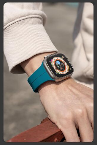 Magnetic Band Compatible with Apple Watch Band 38mm 40mm 41mm 42mm 44mm 45mm 49mm Women Men, Soft Silicone Sport Strap Compatible for iWatch Apple Watch Series 9 8 7 6 5 4 3 2 1 SE Ultra 1 2 in Saudi Arabia