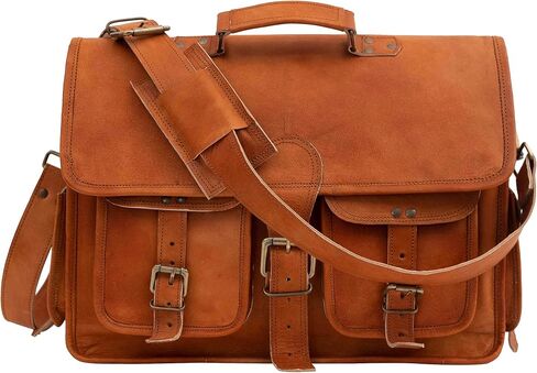 Leather briefcase laptop bag messenger satchel 16 Inch best Handmade Leather bag, Brown, Large in Saudi Arabia