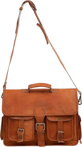 Leather briefcase laptop bag messenger satchel 16 Inch best Handmade Leather bag, Brown, Large in Saudi Arabia