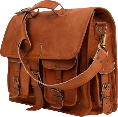 Leather briefcase laptop bag messenger satchel 16 Inch best Handmade Leather bag, Brown, Large in Saudi Arabia