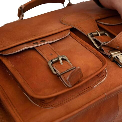 Leather briefcase laptop bag messenger satchel 16 Inch best Handmade Leather bag, Brown, Large in Saudi Arabia