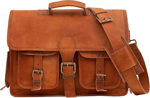 Leather briefcase laptop bag messenger satchel 16 Inch best Handmade Leather bag, Brown, Large in Saudi Arabia