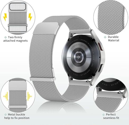 Meliya Metal Band Compatible with Samsung Galaxy Watch 7/6/5/4 Band 40mm 44mm, Galaxy Watch 4 Classic Bands 42mm 46mm, 20mm Stainless Steel Replacement Strap for Galaxy Watch 7/6/5/4 Band Women Men in Saudi Arabia