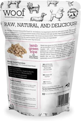 The New Zealand Natural Pet Food Co WOOF Freeze Dried Dog Treats - Lamb Green Tripe, High Protein, Large & Small Dog, Topper or Dog Treat - 1.4 oz in Saudi Arabia