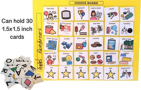 Smile4Autsim Visual Activity Choice Laminated Board with 30 1/2" Hook Coin -Great for Loose Pcs Flash Cards. (Blue, 8x11 Sheet (1.5 inch Cards)) in Saudi Arabia