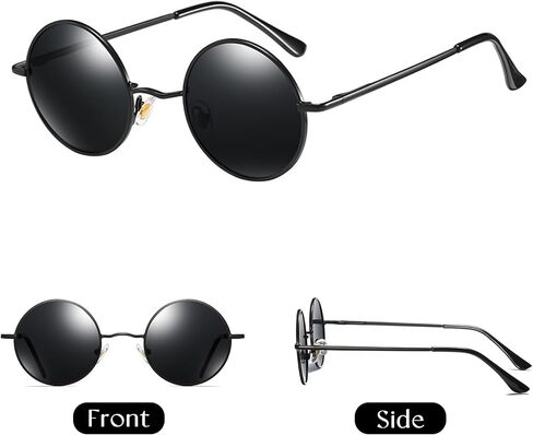 Round Sunglasses For Men Women Retro Metal Hippie Circle Eyeglasses Clear Lens Vintage Accessories UV Protection in Saudi Arabia