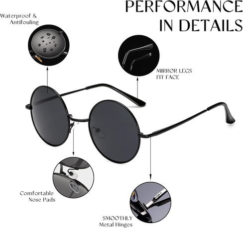 Round Sunglasses For Men Women Retro Metal Hippie Circle Eyeglasses Clear Lens Vintage Accessories UV Protection in Saudi Arabia