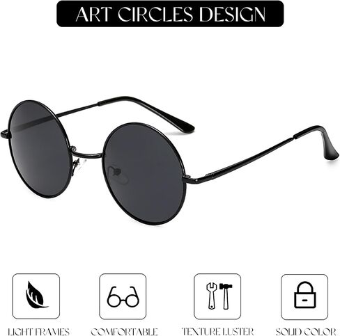 Round Sunglasses For Men Women Retro Metal Hippie Circle Eyeglasses Clear Lens Vintage Accessories UV Protection in Saudi Arabia