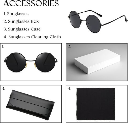 Round Sunglasses For Men Women Retro Metal Hippie Circle Eyeglasses Clear Lens Vintage Accessories UV Protection in Saudi Arabia
