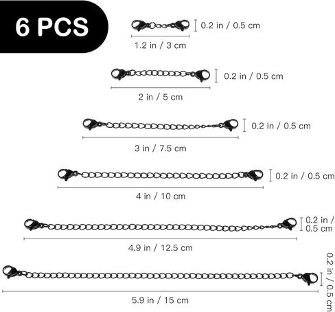 EXCEART Necklace Extender 6Pcs Stainless Steel Necklace Bracelet Anklet Extension Chains with Lobster Clasps and Closures Adjustable Necklace Extenders Necklace Extension Chains Link in Saudi Arabia