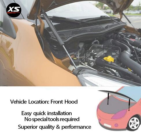 دعامات الرفع لسيارة Ford Mustang MK6 2015-2020 غطاء محرك السيارة الأمامي تعديل مخمدات الصدمات المشحونة بالغاز من ألياف الكربون شريط الدعامات الزنبركية (قطعتان) (أسود عادي) in Kuwait