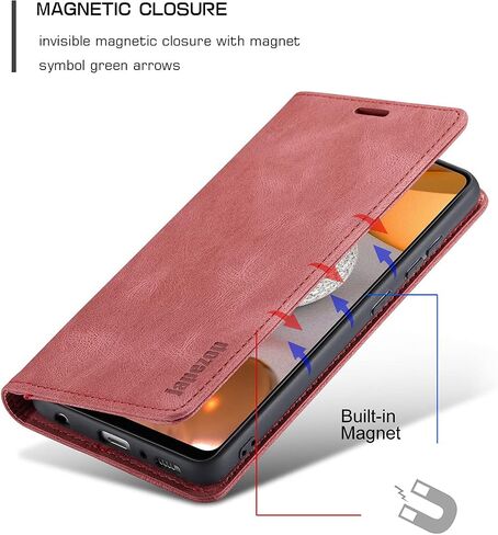 japezop Leather Case for Samsung Galaxy A42 5G, Flip Wallet with RFID Blocking, Card Holder Kickstand, 6.6 inch, Black in Kuwait