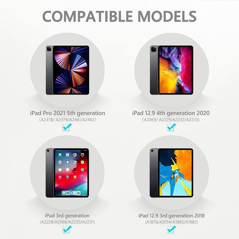 حافظة لوحة مفاتيح مغناطيسية بحامل ناتئ عائم متوافقة مع iPad Pro 12.9، حافظة iPad مع اختصارات iPadOS، لوحة تتبع متعددة اللمس، إضاءة خلفية 7 ألوان، بطارية 800 مللي أمبير في الساعة، اتصال بلوتوث 5.2 (أبيض) in Saudi Arabia
