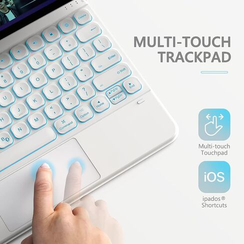 حافظة لوحة مفاتيح مغناطيسية بحامل ناتئ عائم متوافقة مع iPad Pro 12.9، حافظة iPad مع اختصارات iPadOS، لوحة تتبع متعددة اللمس، إضاءة خلفية 7 ألوان، بطارية 800 مللي أمبير في الساعة، اتصال بلوتوث 5.2 (أبيض) in Saudi Arabia