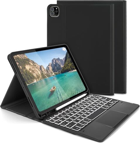 Backlit Keyboard Case with Touchpad for iPad Pro 11 2020/2018, Bluetooth Detachable Keyboard for iPad Pro 11 2rd Generation / 1st Generation US Layout with Protective Case, Black in Saudi Arabia