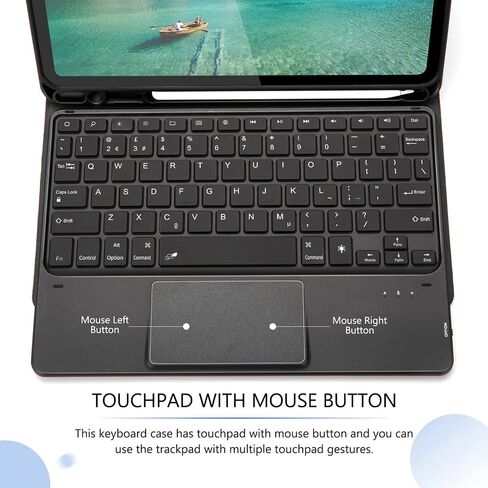 Backlit Keyboard Case with Touchpad for iPad Pro 11 2020/2018, Bluetooth Detachable Keyboard for iPad Pro 11 2rd Generation / 1st Generation US Layout with Protective Case, Black in Saudi Arabia