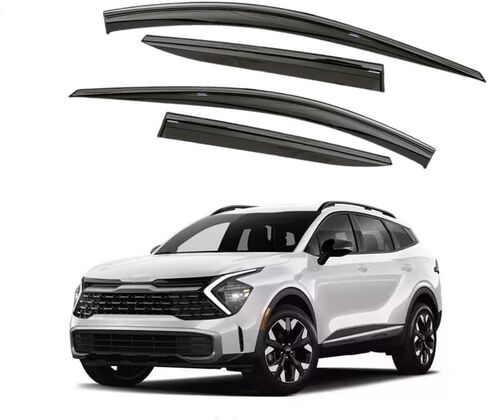 Vesul Compatible with Kia Sportage 2023 2024 LX EX SX Prestige X-Pro X-Line Rain Guard Window Visor Window Wind Deflector Shield Cover Vent Visor with Black 304 Stainless Steel Trim Outside Mount Type in Saudi Arabia