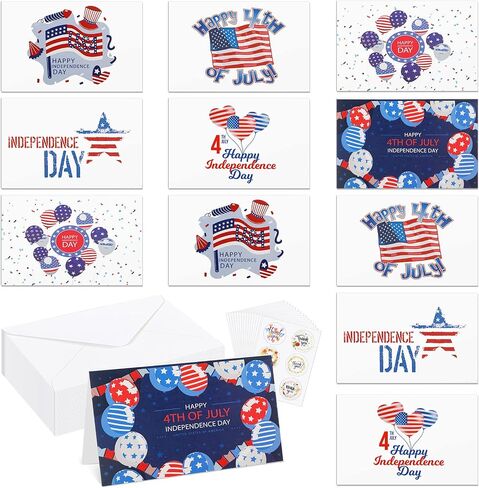 SATINIOR 24 Sets Patriotic Cards with White Envelopes Bulk July 4th Greeting Cards Patriotic Postcards Independence Day Note Cards for Veterans Military Independence Day Party 3.9 x 5.9 Inches in Saudi Arabia