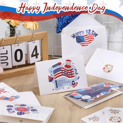 SATINIOR 24 Sets Patriotic Cards with White Envelopes Bulk July 4th Greeting Cards Patriotic Postcards Independence Day Note Cards for Veterans Military Independence Day Party 3.9 x 5.9 Inches in Saudi Arabia