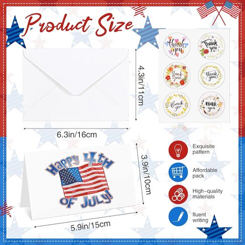 SATINIOR 24 Sets Patriotic Cards with White Envelopes Bulk July 4th Greeting Cards Patriotic Postcards Independence Day Note Cards for Veterans Military Independence Day Party 3.9 x 5.9 Inches in Saudi Arabia