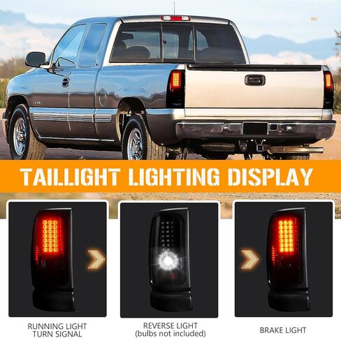 Youxmoto LED Tail Lights + 3rd Brake Light Fits for Ram 1500 1994-2001, Ram 2500 3500 1994-2002, Chrome Housing Clear Lens in Saudi Arabia