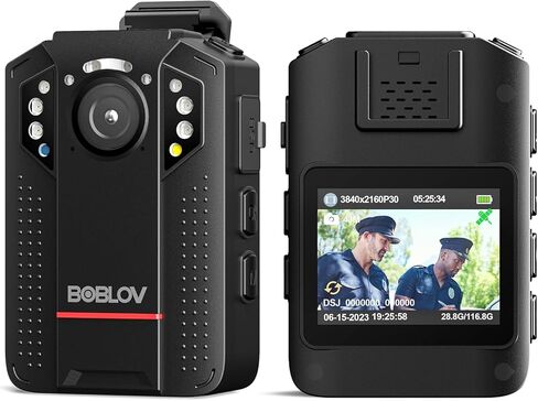 BOBLOV 128GB 4K KJ24 الكاميرا التي يتم ارتداؤها على الجسم، كاميرا الجسم GPS مع حامل شفط السيارة، بطارية كبيرة لتسجيل الفيديو لمدة 13 ساعة، كاميرا الجسم للرؤية الليلية مع سجل حلقة ومقاطع، للشرطة والمدنيين in Kuwait