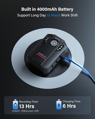 BOBLOV 128GB 4K KJ24 الكاميرا التي يتم ارتداؤها على الجسم، كاميرا الجسم GPS مع حامل شفط السيارة، بطارية كبيرة لتسجيل الفيديو لمدة 13 ساعة، كاميرا الجسم للرؤية الليلية مع سجل حلقة ومقاطع، للشرطة والمدنيين in Kuwait