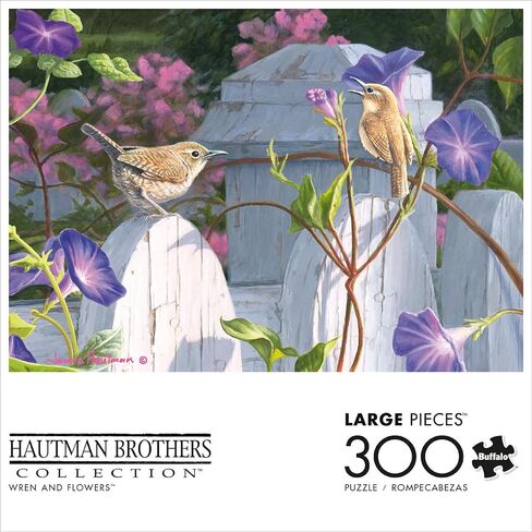 Buffalo Games - Hautman Brothers - Wren and Flowers - 300 Large Piece Jigsaw Puzzle for Adults Challenging Puzzle Perfect for Game Nights - Finished Size 21.25 x 15.00 in Saudi Arabia