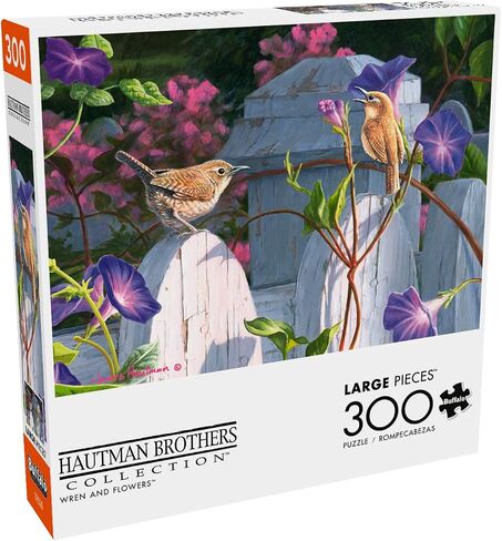 Buffalo Games - Hautman Brothers - Wren and Flowers - 300 Large Piece Jigsaw Puzzle for Adults Challenging Puzzle Perfect for Game Nights - Finished Size 21.25 x 15.00 in Saudi Arabia