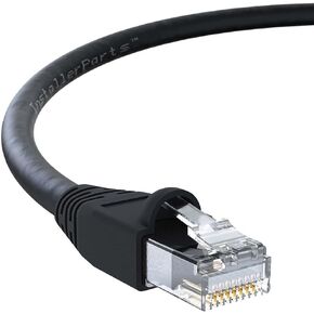 InstallerParts Ethernet Cable CAT6A Cable UTP Booted 100 FT - Black - Professional Series - 10Gigabit/Sec Network/High Speed Internet Cable, 550MHZ