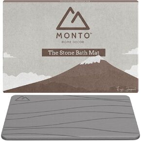 MONTO's Stone Bath Mat - Diatomaceous Earth Shower Mat, Non-Slip, Super Absorbent, Quick Drying Bathroom Floor Mat, Natural & Easy to Clean (Midnight Peak)